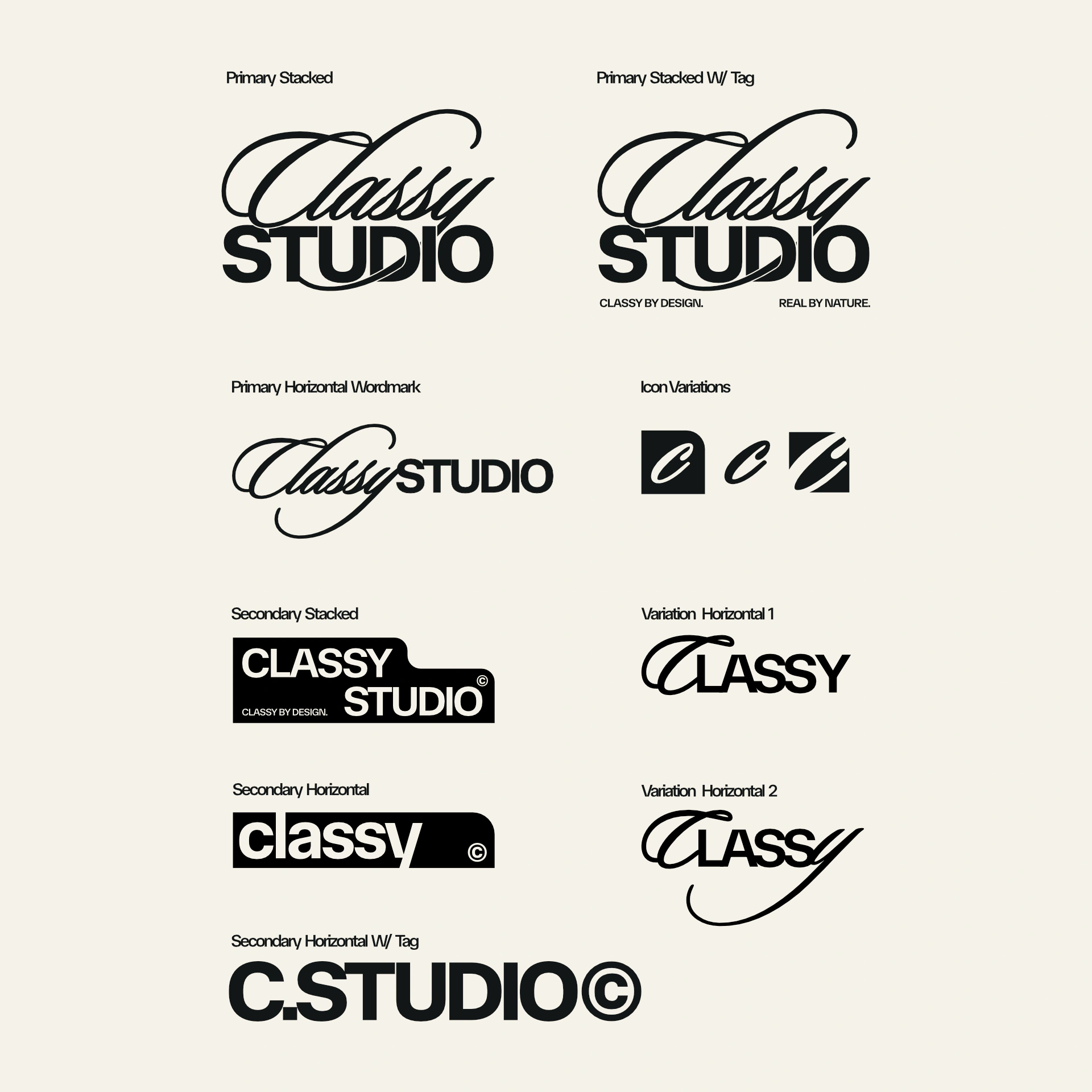 Logo-System mit Wortmarke, Icon-Varianten und Tagline für eine Markenidentität